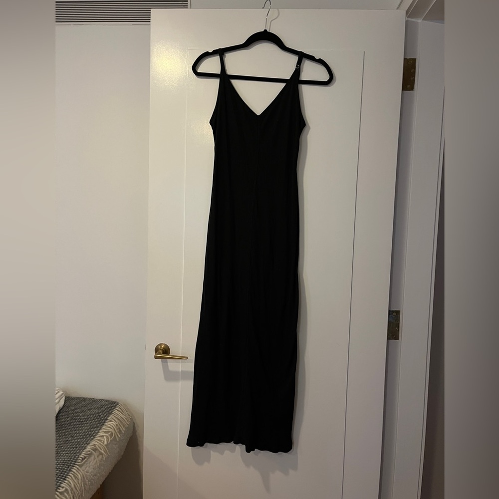 James Perse Black Maxi Slip Dress with V-Neck